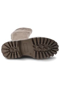 Big-Star - Beżowe Kozaki Big Star Ocieplane Obuwie Damskie. Wysokość cholewki: przed kolano. Kolor: beżowy. Materiał: materiał. Szerokość cholewki: normalna. Wzór: jednolity. Styl: klasyczny, elegancki, wizytowy #7