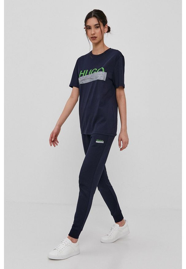 Hugo - T-shirt z kolekcji urodzinowej. Okazja: na urodziny. Kolor: niebieski. Wzór: nadruk. Styl: casual