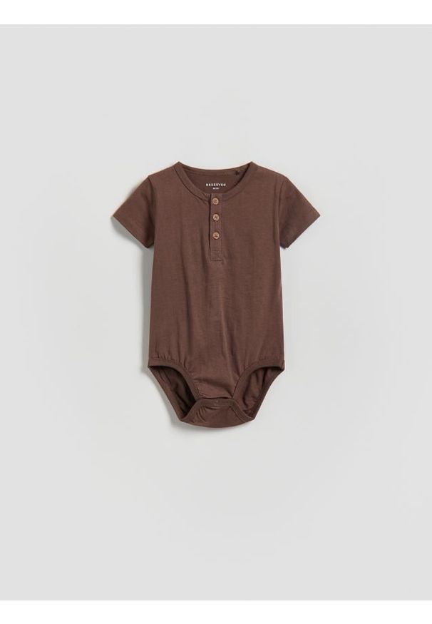 Reserved - Bawełniane body - ciemnofioletowy. Kolor: fioletowy. Materiał: bawełna