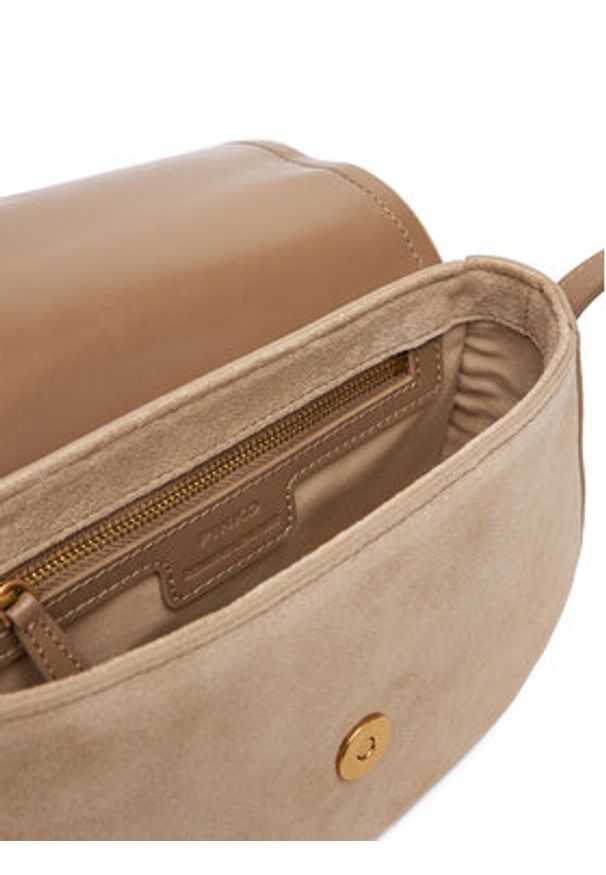 Pinko - PINKO Torebka Saddle Mini PE PLTT 103831 A29N Beżowy. Kolor: beżowy. Materiał: skórzane, zamszowe