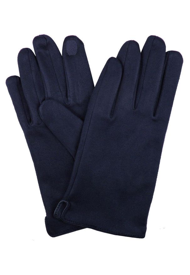 EM Men's Accessories - Miękkie i Delikatne Rękawiczki Męskie - Bawełniane - Granatowe. Kolor: niebieski. Materiał: poliester, bawełna. Wzór: aplikacja. Sezon: zima, jesień