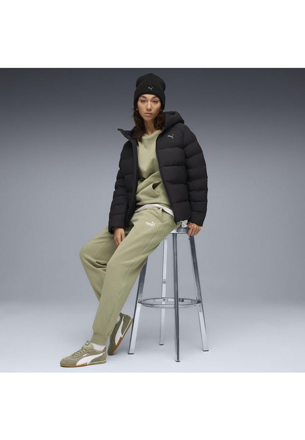 Puma - Damski dres o luźnym kroju PUMA. Kolor: zielony. Materiał: dresówka. Wzór: haft. Sport: fitness