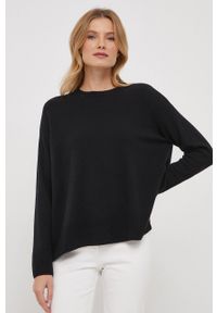 Sisley sweter wełniany damski kolor czarny lekki. Kolor: czarny. Materiał: wełna. Wzór: gładki. Styl: klasyczny #6