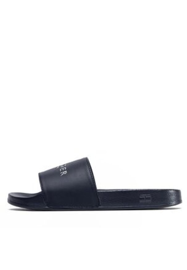 TOMMY HILFIGER - Tommy Hilfiger Klapki Th Glitter Pool Slide FW0FW04982 Granatowy. Kolor: niebieski. Materiał: skóra