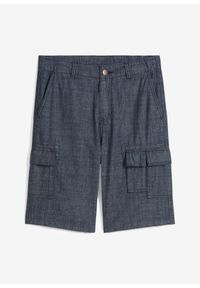 bonprix - Szorty bojówki Chambray, Regular Fit. Kolor: niebieski. Materiał: bawełna. Sezon: lato