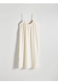 Reserved - Sukienka mini - złamana biel. Materiał: bawełna, tkanina. Długość: mini