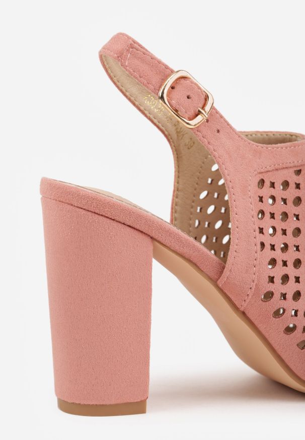 Born2be - Różowe Ażurowe Sandały na Obcasie ze Skórzaną Wkładką Linwena. Okazja: na spacer, na co dzień, na imprezę. Zapięcie: sprzączka. Kolor: różowy. Wzór: ażurowy. Materiał: skóra. Sezon: lato. Obcas: na obcasie. Styl: casual, klasyczny, boho. Wysokość obcasa: wysoki