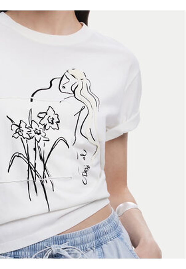 Desigual T-Shirt Paraguay 25SWTKAB Biały Regular Fit. Kolor: biały. Materiał: bawełna