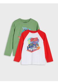 Sinsay - Bawełniane koszulki z nadrukiem 2 pack Hot Wheels - wielobarwny. Materiał: bawełna. Wzór: nadruk #1