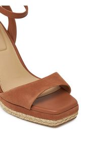 TOMMY HILFIGER - Tommy Hilfiger Espadryle Leather & Suede High Wedge Espad FW0FW08803 Brązowy. Kolor: brązowy. Materiał: skóra