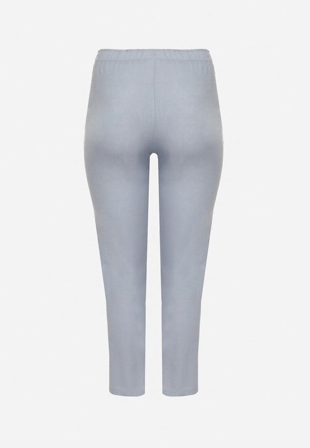 Born2be - Niebieskie Spodnie z Lnem o Klasycznym Kroju Liravaia. Okazja: na co dzień. Kolor: niebieski. Materiał: len. Styl: klasyczny