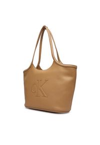 Calvin Klein Torebka Bold Ck LV04F3562G Beżowy. Kolor: beżowy. Materiał: skórzane #6