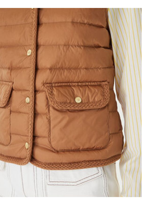 TOMMY HILFIGER - Tommy Hilfiger Bezrękawnik WW0WW49661 Brązowy Regular Fit. Kolor: brązowy. Materiał: syntetyk. Długość rękawa: bez rękawów