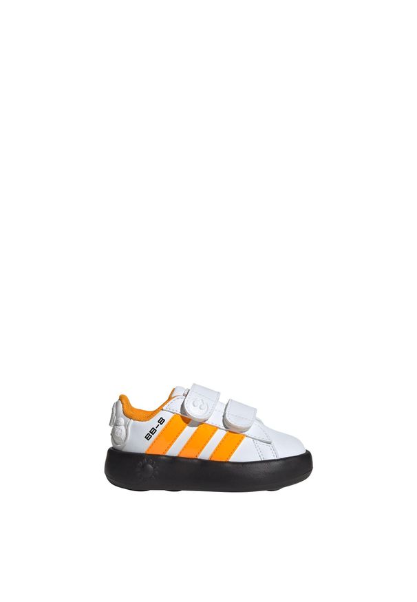 Buty Adidas Star Wars Grand Court 2.0 Infants. Kolor: biały, wielokolorowy, pomarańczowy, czarny. Wzór: motyw z bajki. Sport: tenis
