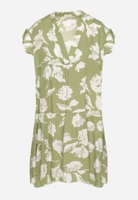 Born2be - Jasnozielona Bawełniana Sukienka o Kroju Oversize w Kwiaty Liralea. Okazja: na spacer, na co dzień. Kolor: zielony. Materiał: bawełna. Wzór: kwiaty. Typ sukienki: oversize. Styl: casual, klasyczny #3