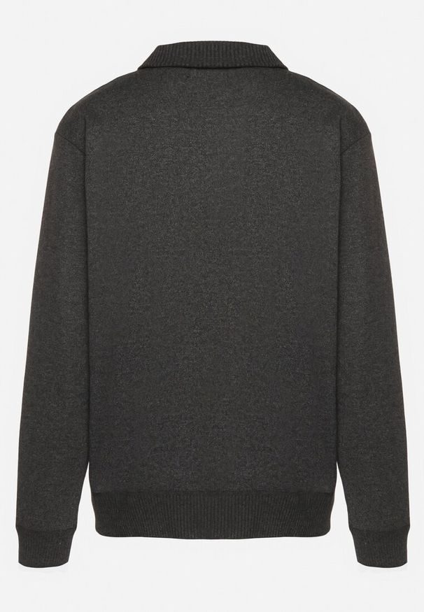 Born2be - Ciemnoszary Ocieplany Kardigan z Wełną Zapinany na Suwak Acendrie. Okazja: na spotkanie biznesowe, na co dzień. Kolekcja: plus size. Kolor: szary. Materiał: wełna. Styl: klasyczny, biznesowy, casual