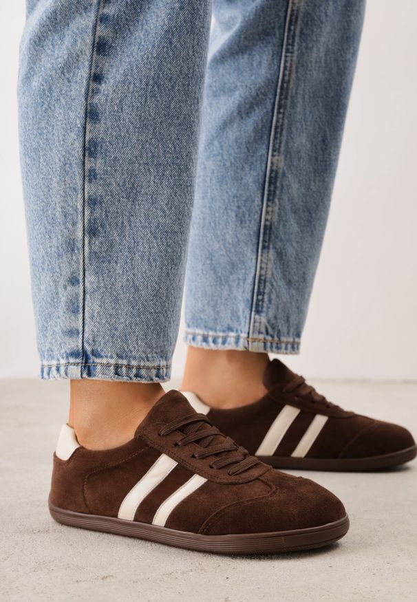 Born2be - Brązowe Sneakersy Casual w Typie Barefoot z Imitacji Zamszu Makka. Okazja: na co dzień. Zapięcie: sznurówki. Kolor: brązowy. Materiał: zamsz