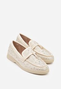 Born2be - Beżowe Mokasyny Ozdobione Cyrkoniami i Aplikacjami Isirsyss. Okazja: na co dzień. Kolor: beżowy. Materiał: jeans. Wzór: aplikacja. Styl: casual, elegancki #6