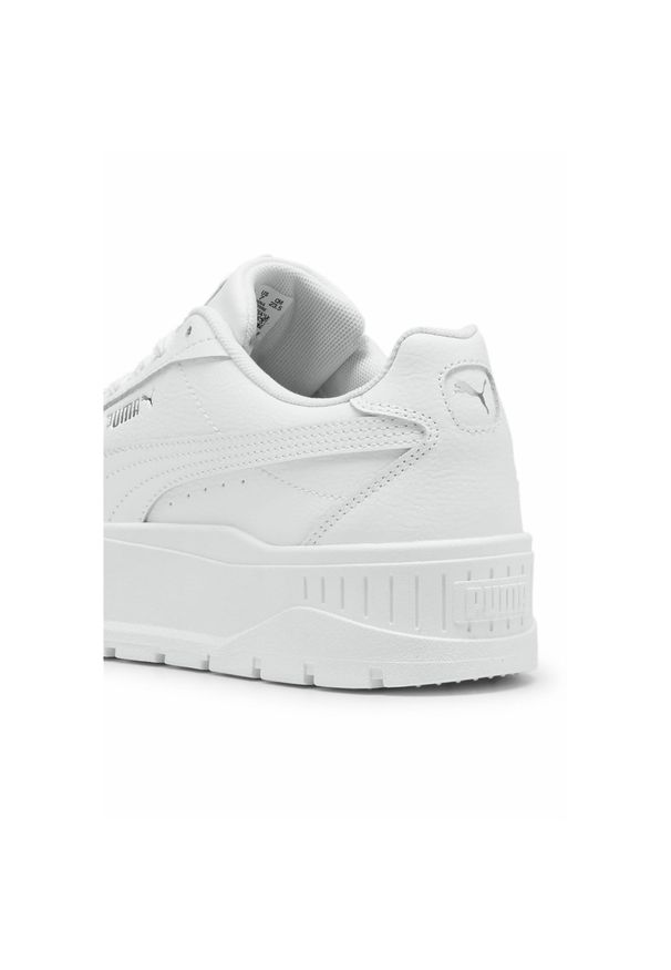 Puma - Damskie skórzane sneakersy Karmen II PUMA White Silver Metallic. Kolor: biały, wielokolorowy, szary. Materiał: materiał, syntetyk, skóra. Obcas: na platformie