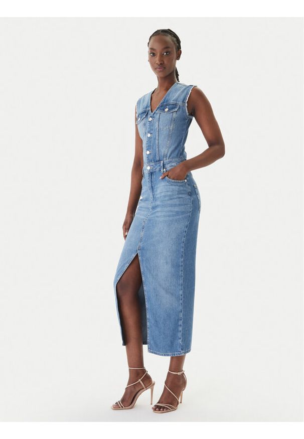 Liu Jo Sukienka jeansowa UA6123 D0309 Niebieski Regular Fit. Kolor: niebieski. Materiał: bawełna