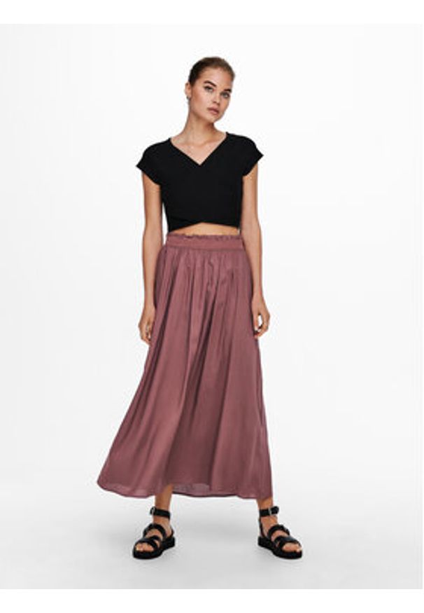 only - ONLY Spódnica maxi Venedig 15164606 Różowy Regular Fit. Kolor: różowy. Materiał: wiskoza