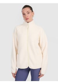 4f - 4F Polar sherpa ze stójką oversize damski - biały XXL. Typ kołnierza: kołnierzyk stójkowy. Kolor: biały. Materiał: polar #1