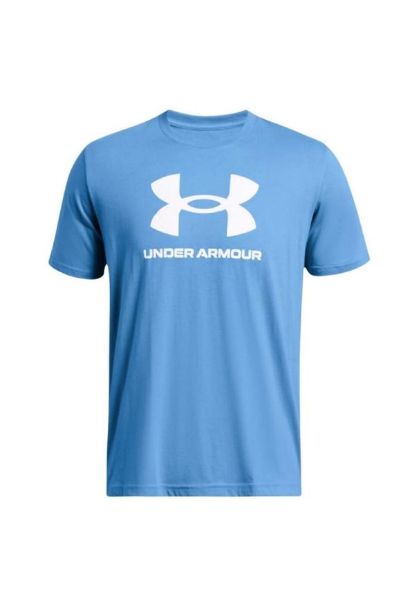 Under Armour - T-shirt Męski Logo Sportstyle. Kolor: niebieski. Sport: turystyka piesza