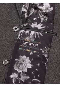 Ombre Clothing - Marynarka męska casual - czarna V5 - Rozmiar: S. Okazja: na co dzień. Kolor: czarny. Materiał: bawełna, poliester, dzianina. Styl: casual #4