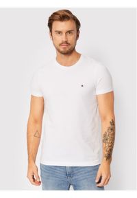 TOMMY HILFIGER - Tommy Hilfiger T-Shirt Core Stretch MW0MW27539 Biały Slim Fit. Kolor: biały. Materiał: bawełna