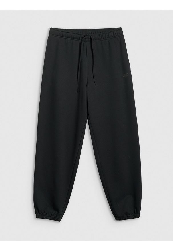 4f - 4F Spodnie dresowe joggery damskie - czarne XL. Stan: podwyższony. Kolor: czarny. Materiał: dresówka