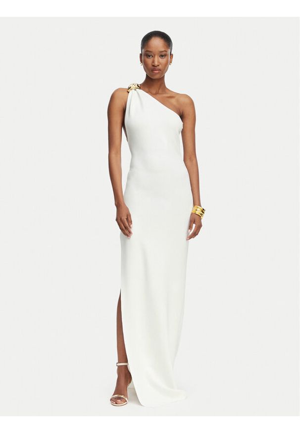 Elisabetta Franchi Sukienka wieczorowa AM-43B-62E2-V600 Kremowy Slim Fit. Kolor: kremowy. Materiał: wiskoza. Styl: wizytowy