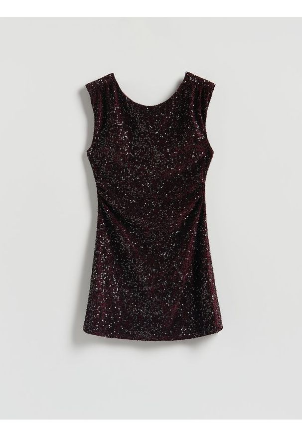 Reserved - Cekinowa sukienka mini - wielobarwny. Materiał: dzianina. Długość: mini