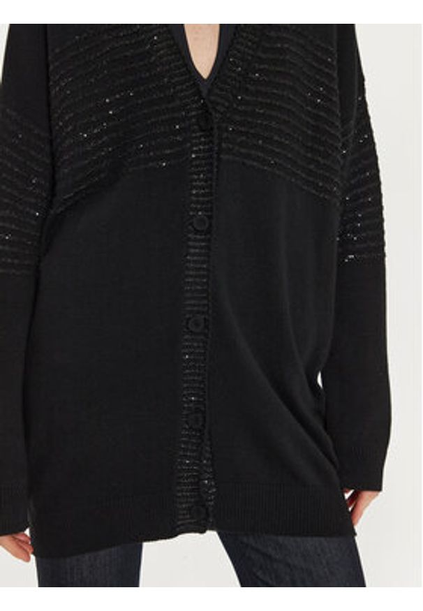 TwinSet - TWINSET Kardigan 242TP3273 Czarny Loose Fit. Kolor: czarny. Materiał: wiskoza