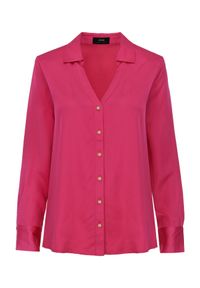 Ochnik - Zwiewna różowa koszula damska. Kolor: różowy. Materiał: materiał. Długość rękawa: długi rękaw. Długość: długie #4