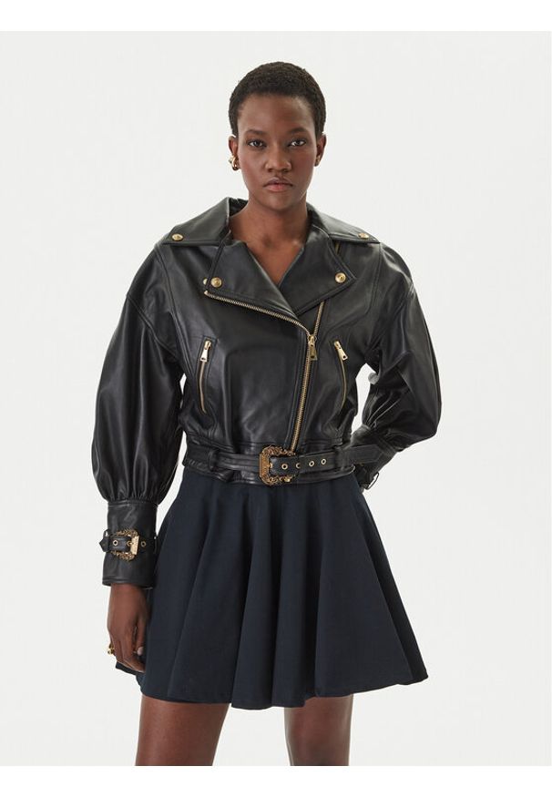 Versace Jeans Couture Kurtka skórzana 80HAVP00 CP009 Czarny Loose Fit. Kolor: czarny. Materiał: skóra