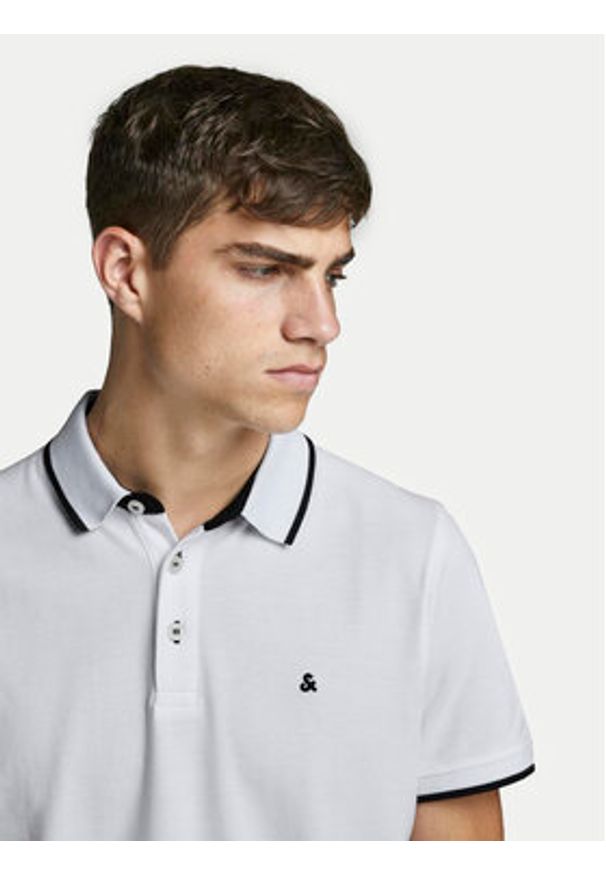Jack & Jones Polo Paulos 12136668 Biały Slim Fit. Typ kołnierza: polo. Kolor: biały. Materiał: bawełna