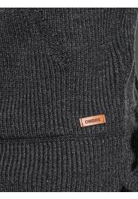 Ombre Clothing - Sweter męski E181 - grafitowy - XL. Kolor: szary. Materiał: akryl #2