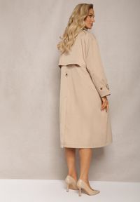 Renee - Beżowy Płaszcz Trencz Oversize Flilia. Kolor: beżowy. Długość: krótkie