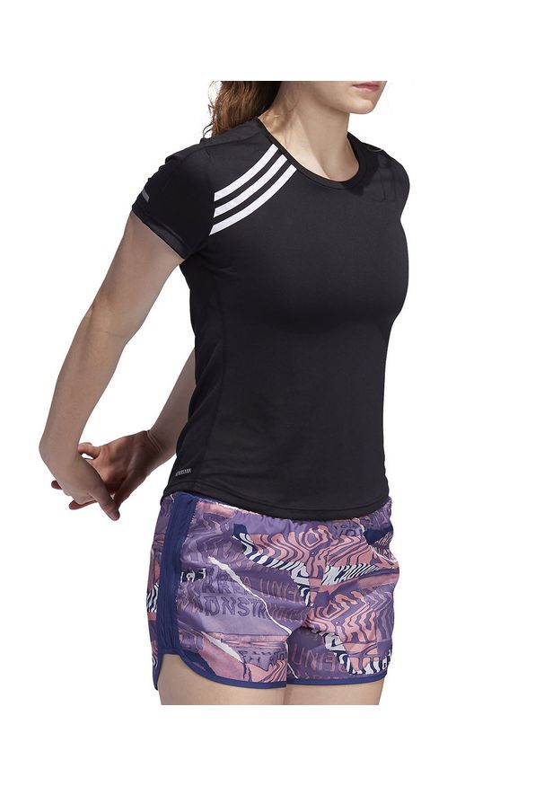 Adidas - Koszulka damska do biegania adidas 3-Stripes Run Tee FK1602. Materiał: materiał, poliester, skóra. Długość rękawa: krótki rękaw. Długość: krótkie. Sport: bieganie