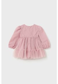 Mayoral sukienka niemowlęca kolor różowy mini rozkloszowana. Kolor: różowy. Długość rękawa: długi rękaw. Typ sukienki: rozkloszowane. Styl: klasyczny. Długość: mini #3