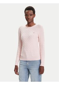 GANT - Gant Sweter 4800100 Różowy Slim Fit. Kolor: różowy. Materiał: bawełna