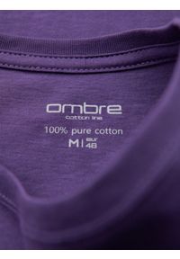 Ombre Clothing - Męski klasyczny bawełniany T-shirt BASIC - fioletowy V13. Okazja: na co dzień. Kolor: fioletowy. Materiał: bawełna. Styl: klasyczny #7
