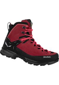 Buty trekkingowe damskie Salewa Mtn Trainer 2 Mid Gtx. Kolor: czarny, czerwony, wielokolorowy. Materiał: skóra. Szerokość cholewki: normalna. Styl: sportowy