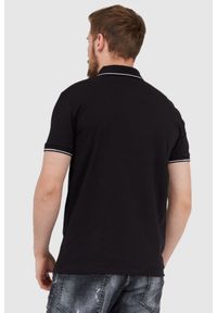 Armani Exchange - ARMANI EXCHANGE Czarna męska koszulka polo na suwak. Typ kołnierza: polo. Kolor: czarny. Wzór: aplikacja #3