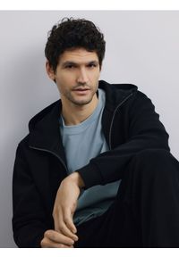 Reserved - Bawełniany t-shirt boxy - jasnoszary. Kolor: szary. Materiał: bawełna