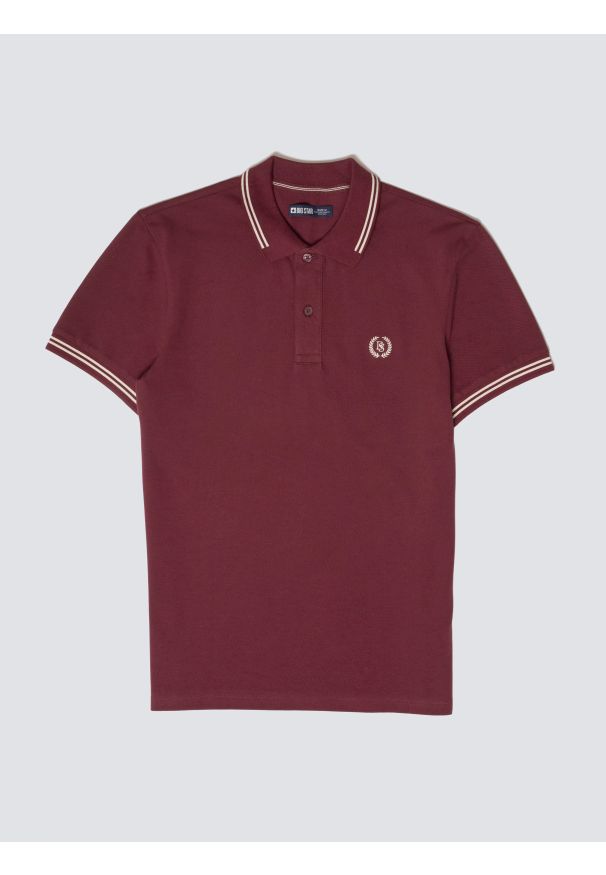Big-Star - Koszulka męska polo bordowa Poller 604. Okazja: na randkę, do pracy. Typ kołnierza: polo. Kolor: czerwony. Materiał: dzianina, jeans. Wzór: haft. Styl: sportowy, elegancki, klasyczny