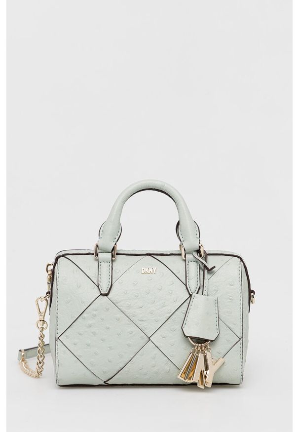 DKNY - Dkny torebka skórzana kolor turkusowy. Kolor: turkusowy. Materiał: skórzane