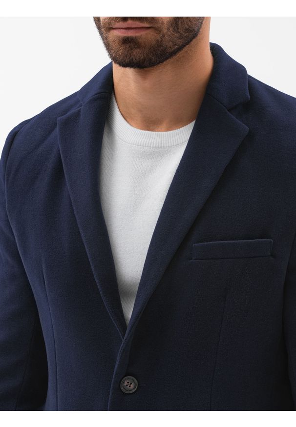 Niebieski płaszcz Ombre Clothing na wiosnę, elegancki