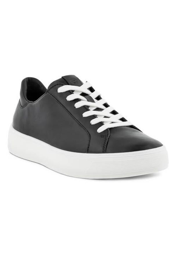 ecco - Buty do chodzenia damskie Ecco Sneaker Street Tray. Kolor: czarny. Materiał: skóra. Szerokość cholewki: normalna. Sport: turystyka piesza