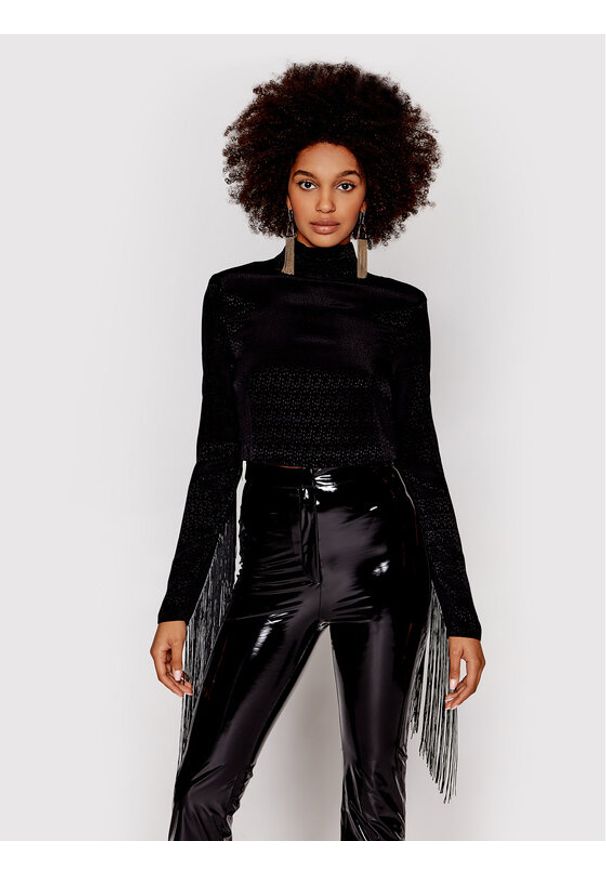 Bluzka ROTATE. Kolor: czarny. Materiał: wiskoza